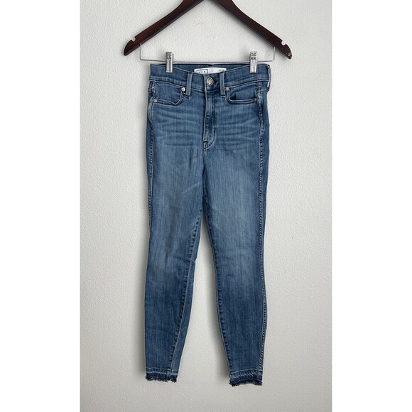 Ayr The Riser Women’s Medium Wash High Waisted Jeans Size 25 Raw Hem - Picture 1 of 9